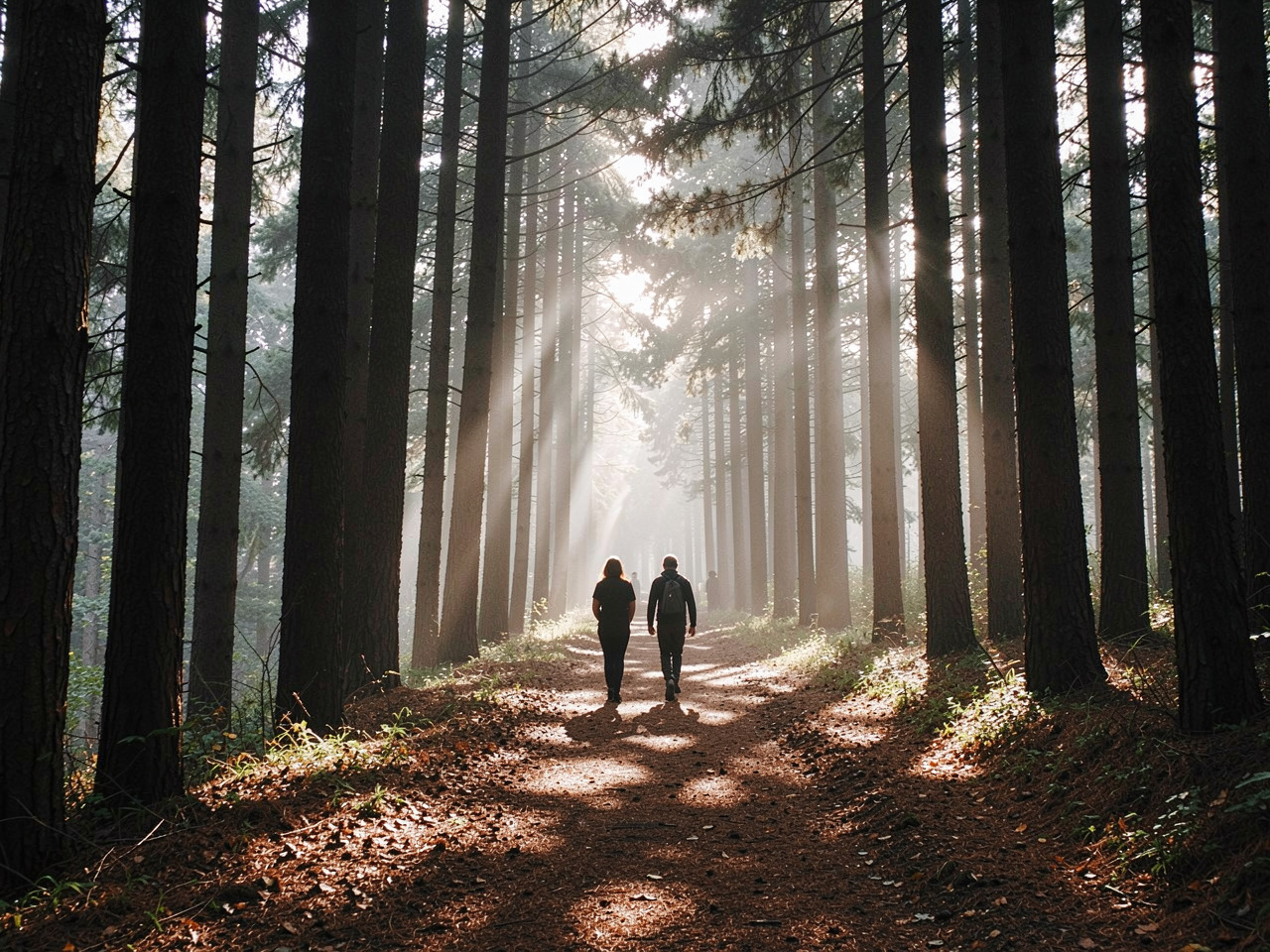 Herbcrdetox kävelijöitä metsäpolulla